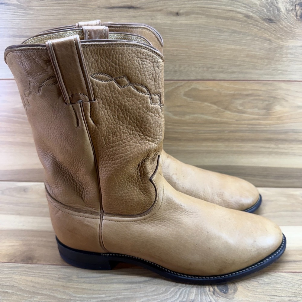 Justin Tan Deer Double Comfort Technology Roper Boots Mens 11 D USA Made 3448